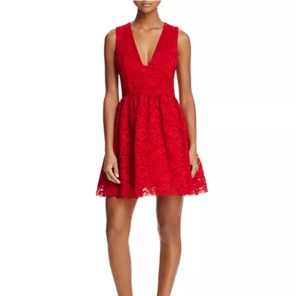 Alice + Olivia Dresses & Skirts - Alice and Olivia Kappa Red Lace party fit and flare mini dress